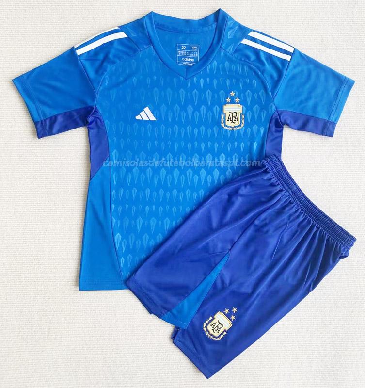 camisola argentina crianças guarda-redes azul 2023 