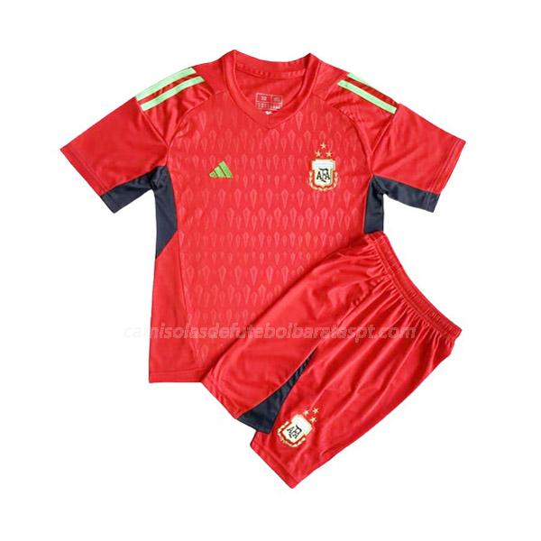 camisola argentina crianças guarda-redes vermelho 2022-23