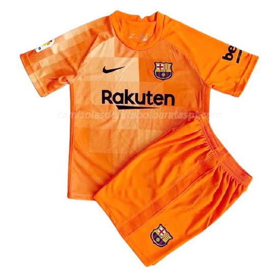camisola barcelona crianças guarda-redes laranja 2021-22