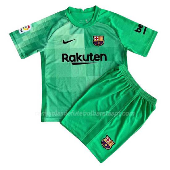 camisola barcelona crianças guarda-redes verde 2021-22