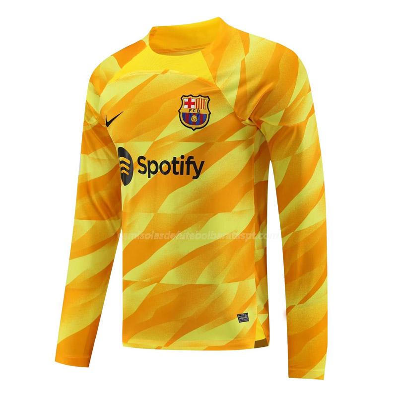 camisola barcelona manga comprida do guarda-redes amarelo 2023-24