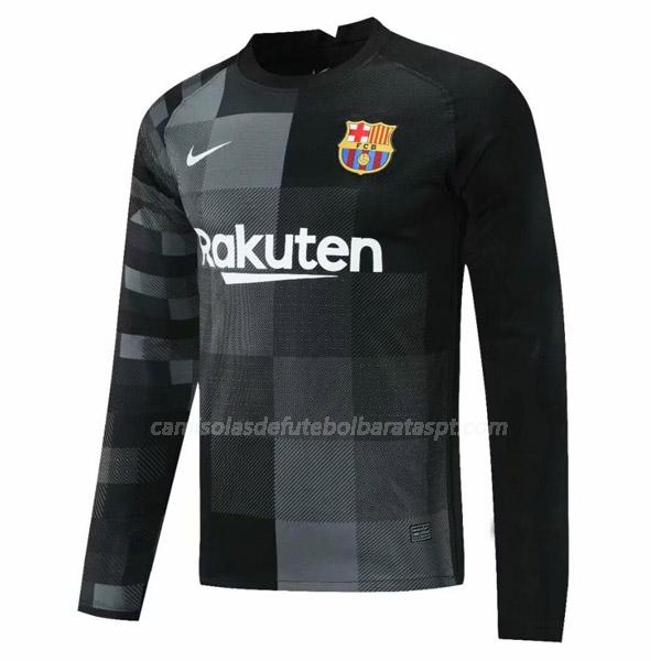 camisola barcelona manga comprida do guarda-redes preto 2021-22