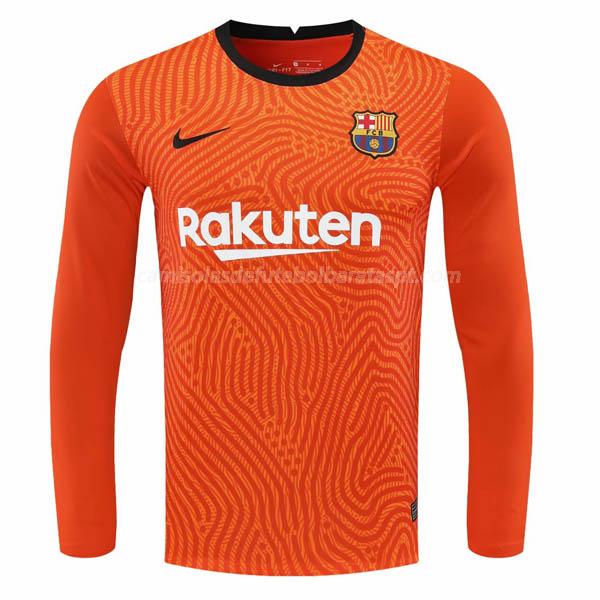 camisola fc barcelona manga comprida do guarda-redes laranja 2020-21