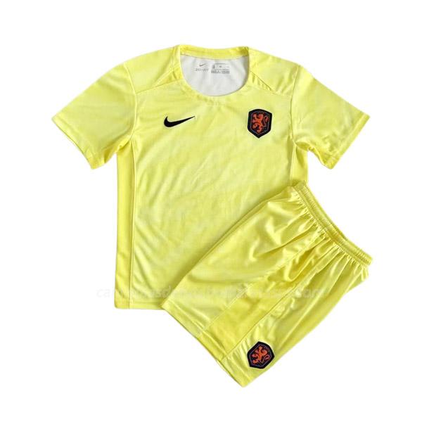 camisola holanda copa do mundo feminina crianças guarda-redes amarelo 2023