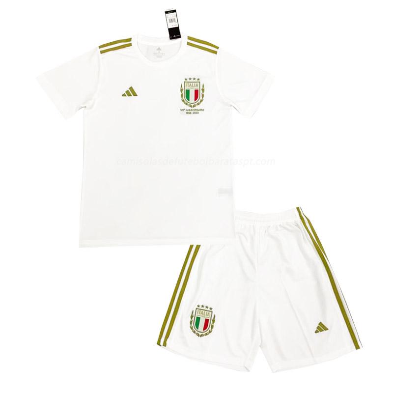 camisola itália crianças 125º aniversário branco 2023