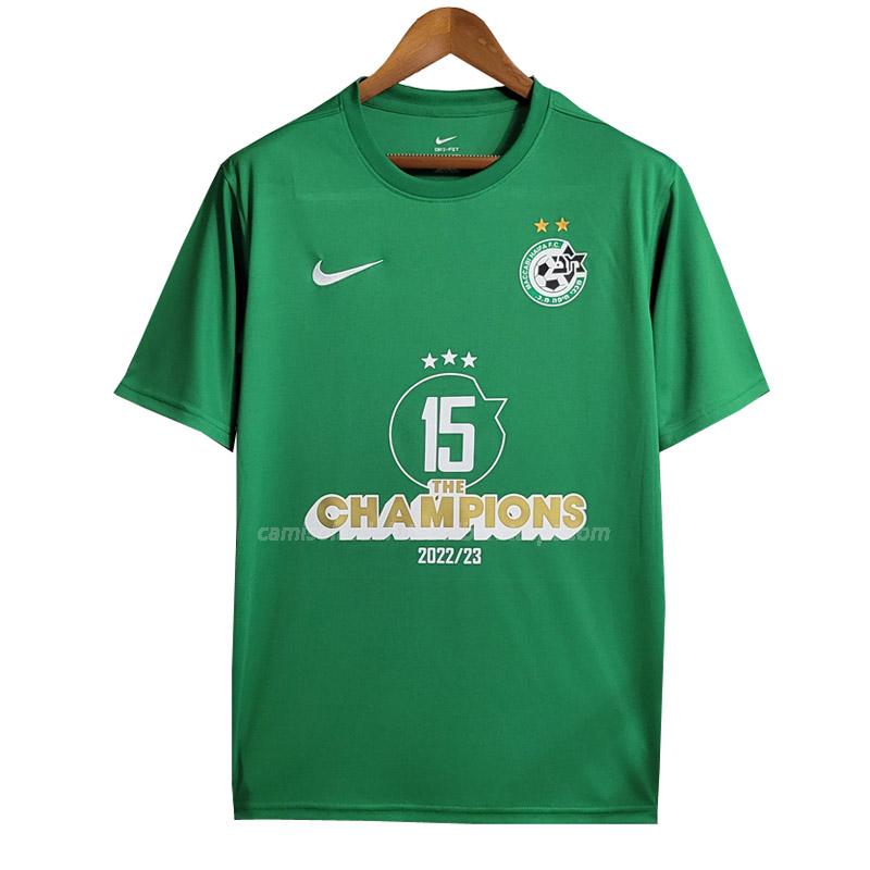 camisola maccabi haifa champions verde 2023