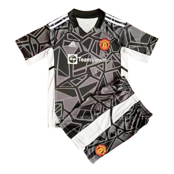 camisola manchester united crianças guarda-redes preto 2022-23