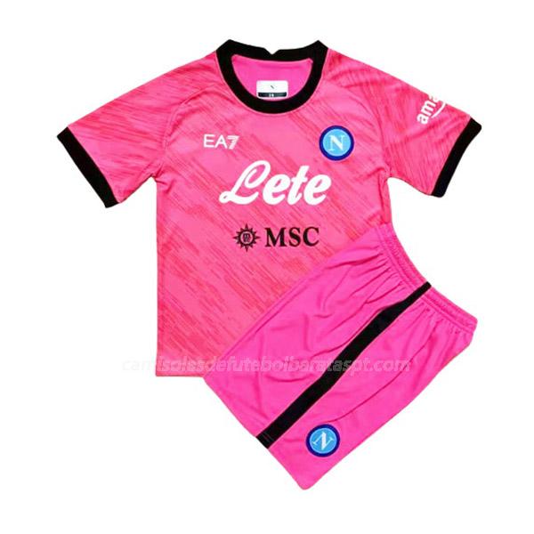 camisola napoli crianças guarda-redes rosa 2022-23