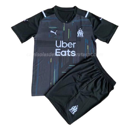 camisola olympique de marsella crianças guarda-redes preto 2021-22