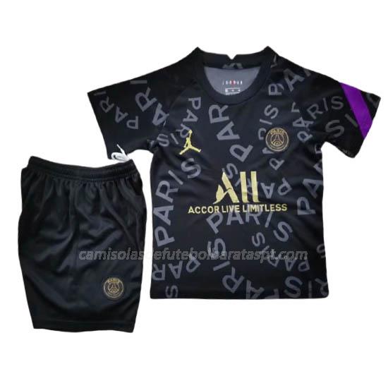camisola paris saint germain crianças pre-match preto 2020-21