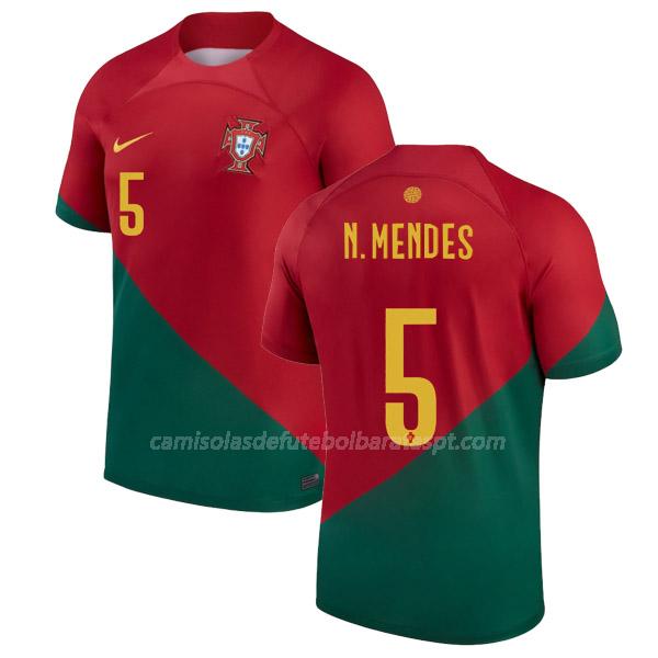 camisola portugal n. mendes copa do mundo equipamento principal 2022
