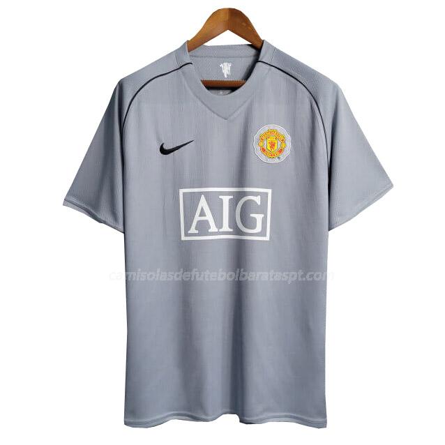 camisola retrô manchester united guarda-redes cinzento 2007-2008