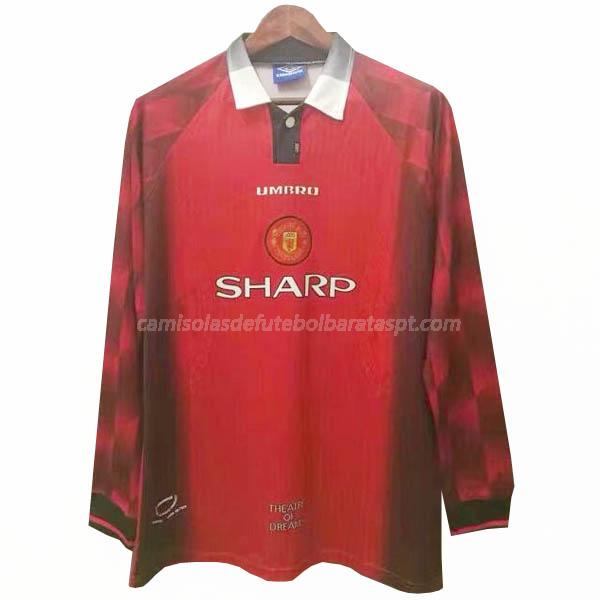 camisola retrô manchester united manga comprida equipamento principal 1996-1997