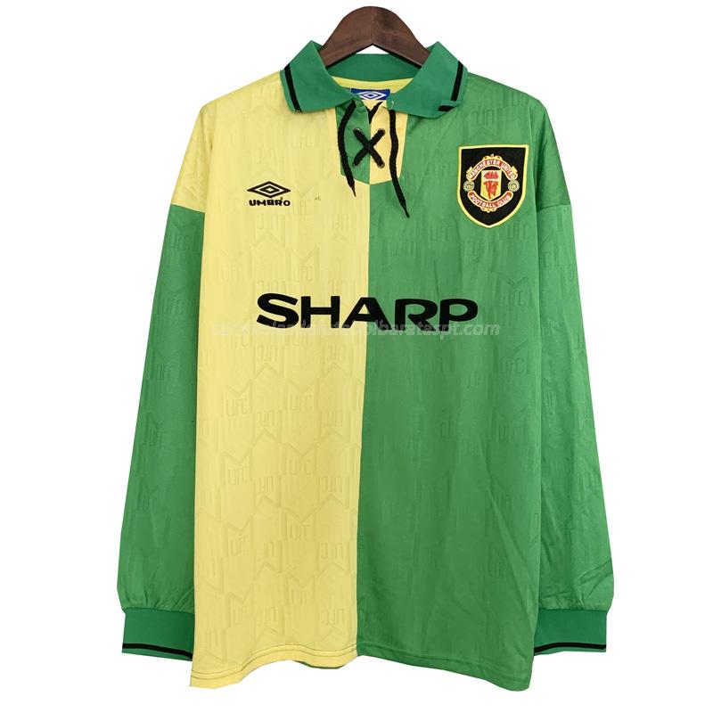 camisola retrô manchester united manga comprida equipamento suplente 1992-94