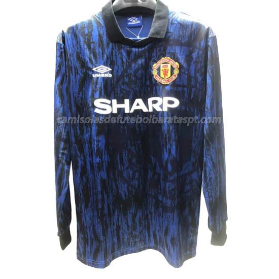 camisola retrô manchester united manga comprida equipamento suplente 1993