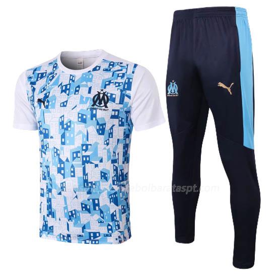 camisola training e calças olympique de marsella branco-azulado 2020-21