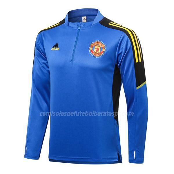 sweatshirt manchester united top azul 2021-22